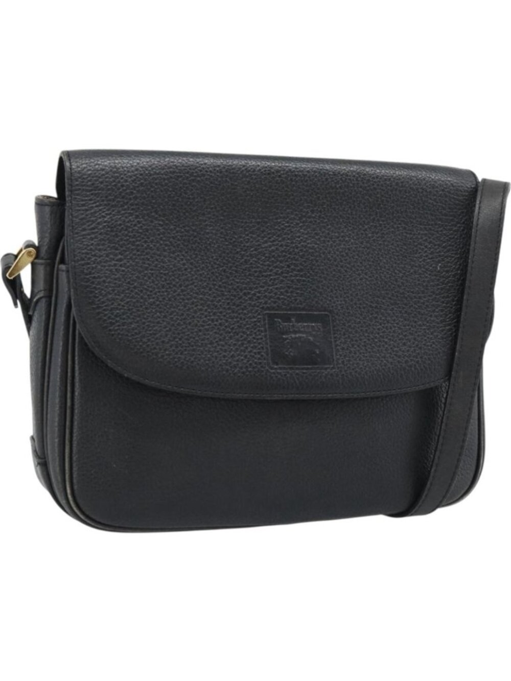 Burberrys Shoulder Bag Leather Black Gold Tone